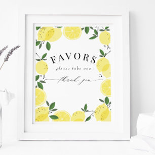 Lemon Yellow Citrus Shower Favours Sign