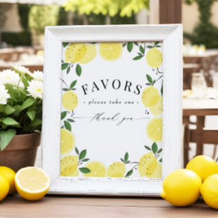 Lemon Yellow Citrus Shower Favours Sign