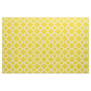 Lemon Yellow Classic Quatrefoil Pattern Fabric