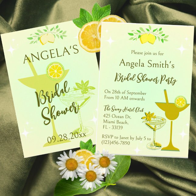 Lemon Yellow Cocktail Party Bridal Shower Invitation (Creator Uploaded)