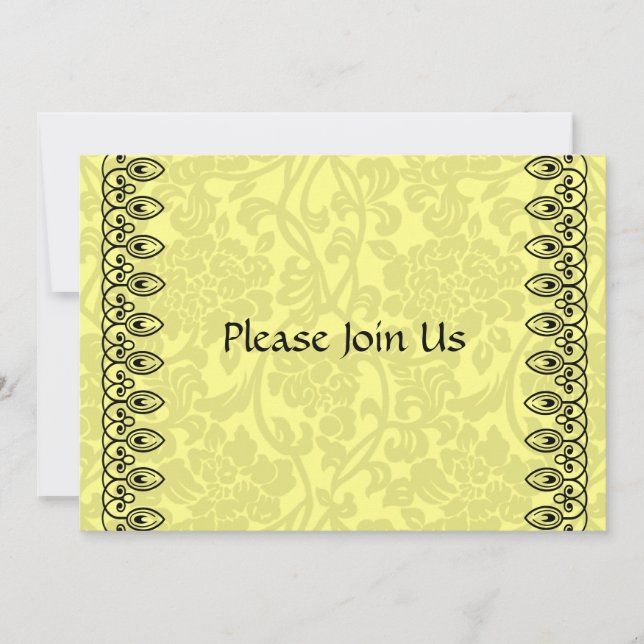 Lemon Yellow Damask Invitation (Front)