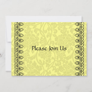 Lemon Yellow Damask Invitation