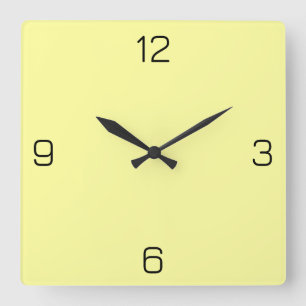 Lemon Yellow FFFF9F Colour with Add a Name Option Square Wall Clock