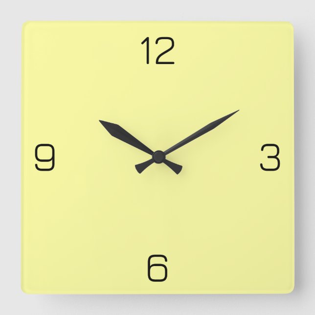 Lemon Yellow FFFF9F Colour with Add a Name Option Square Wall Clock (Front)
