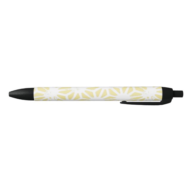 Lemon yellow geometric pattern black ink pen (Bottom)