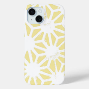 Lemon yellow geometric pattern iPhone 15 case