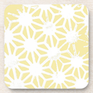 Lemon yellow geometric pattern coaster