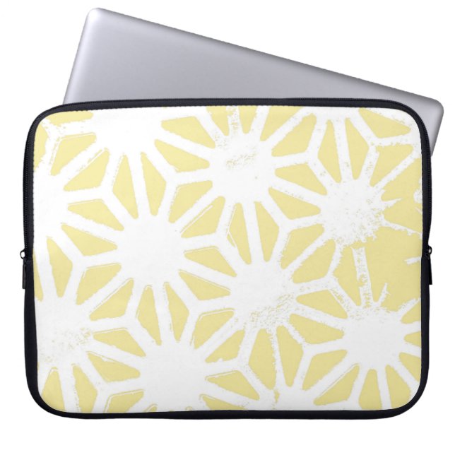 Lemon yellow geometric pattern laptop sleeve (Front)