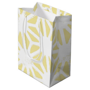 Lemon yellow geometric pattern medium gift bag