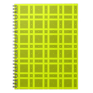 Lemon yellow geometric pattern notebook