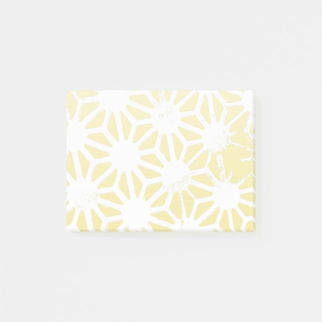 Lemon yellow geometric pattern post-it notes (Front)