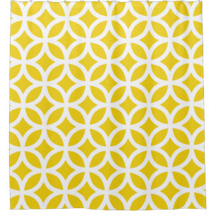 Lemon Yellow Geometric Pattern Shower Curtains