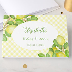 Lemon Yellow Gingham Baby Shower Guest Book