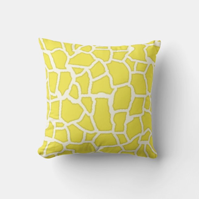 Lemon Yellow Giraffe Animal Print Cushion (Front)