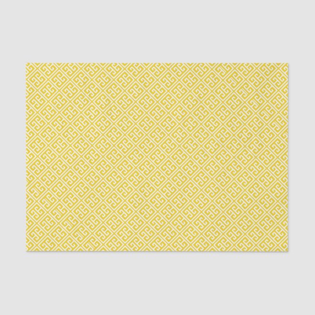 Lemon Yellow Greek Key Pattern Tissue Paper (Front)