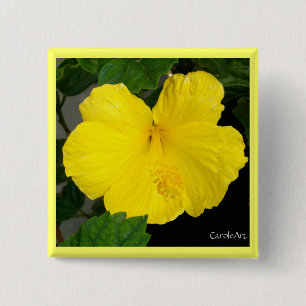 Lemon Yellow Hibiscus 15 Cm Square Badge