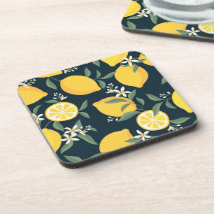 Lemon Yellow Leaf Pattern Coaster