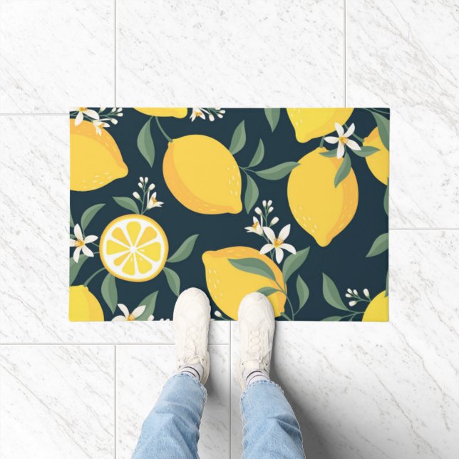 Lemon Yellow Leaf Pattern Doormat (Indoor)