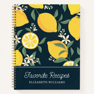 Lemon Yellow Leaf Pattern Favourite Recipes Notebook