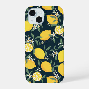 Lemon Yellow Leaf Pattern iPhone 15 Case