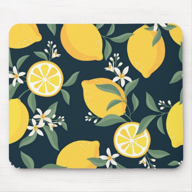 Lemon Yellow Leaf Pattern Mouse Pad (Front)