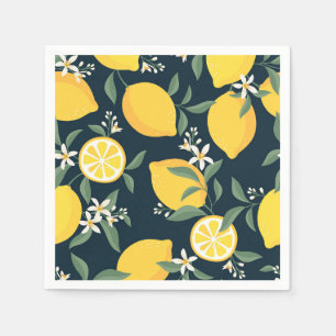 Lemon Yellow Leaf Pattern Napkin