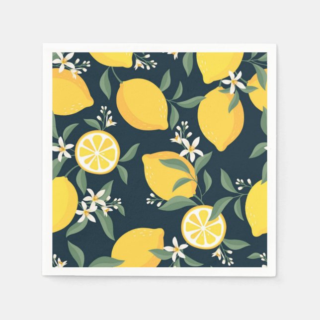 Lemon Yellow Leaf Pattern Napkin (Front)