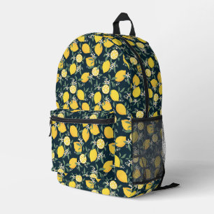 Lemon Yellow Leaf Pattern Printed Backpack