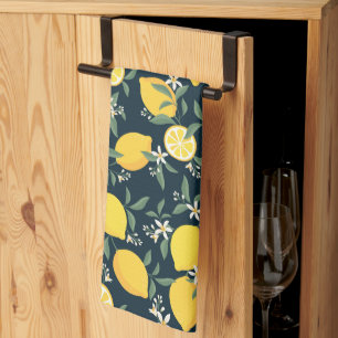 Lemon Yellow Leaf Pattern Tea Towel