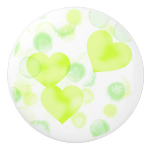 Lemon Yellow Love Hears Ceramic Knob