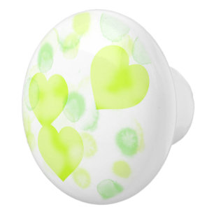 Lemon Yellow Love Hearts Ceramic Knob