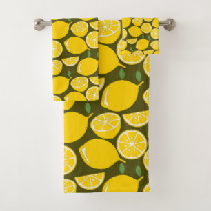 Lemon Yellow Modern Fun Cute Bath Towel Set