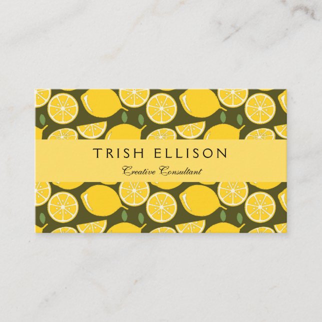Lemon Yellow Modern Fun Cute Business Card (Front)