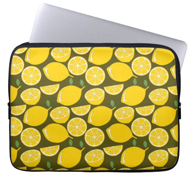 Lemon Yellow Modern Fun Cute Laptop Sleeve (Front)