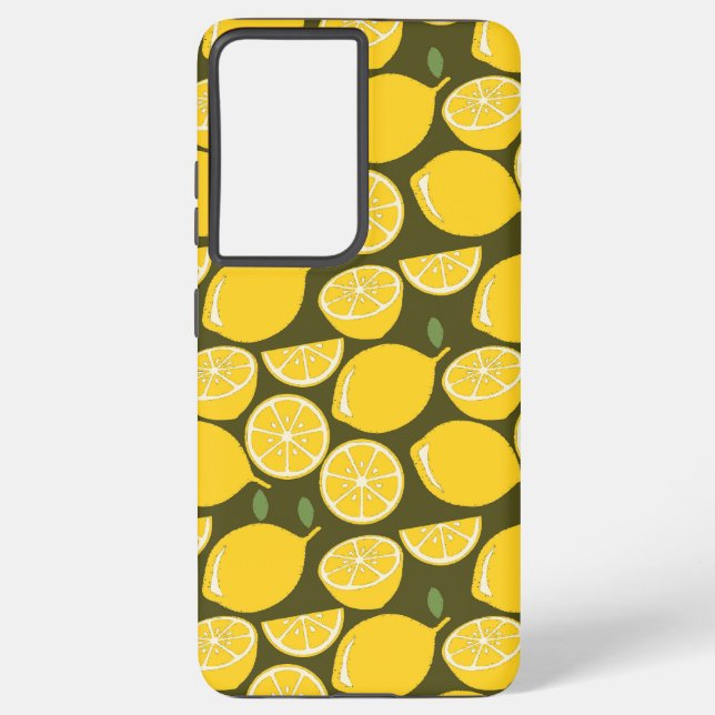 Lemon Yellow Modern Fun Cute Samsung Galaxy S21 Ultra Case (Back)