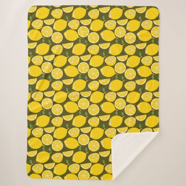 Lemon Yellow Modern Fun Cute Sherpa Blanket (Front)