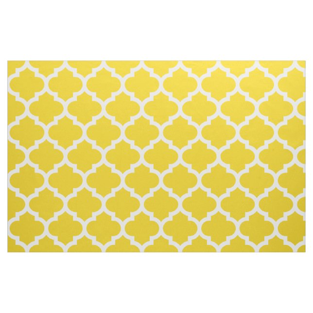Lemon Yellow Moroccan Quatrefoil Trellis Fabric (Fat Quarter)