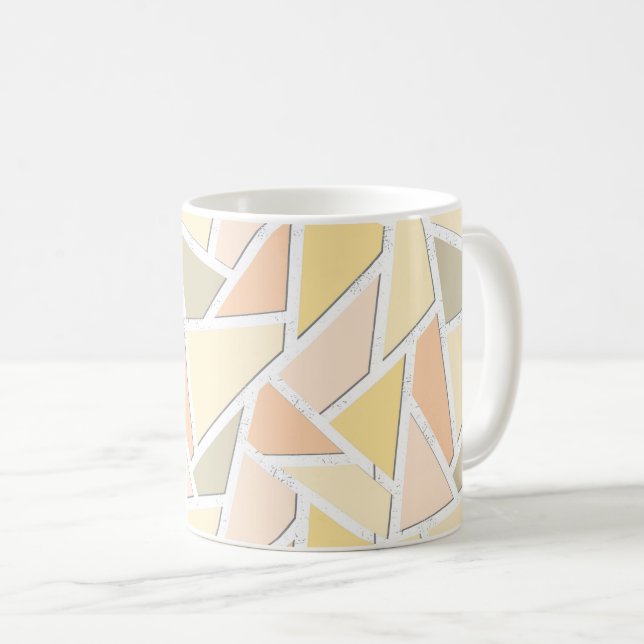 Lemon yellow mosaic pattern coffee mug (Front Right)