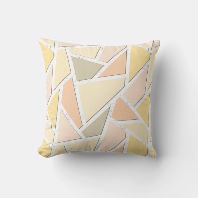 Lemon yellow mosaic pattern cushion (Front)