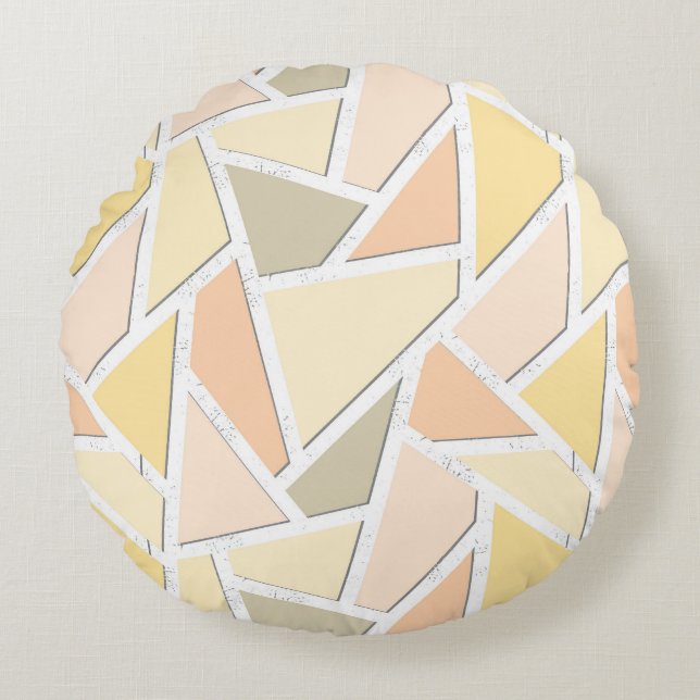 Lemon yellow mosaic pattern round cushion (Front)
