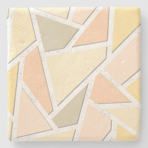 Lemon yellow mosaic pattern stone coaster