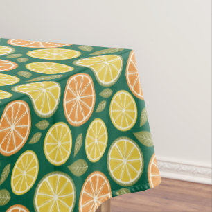Lemon yellow orange  Pattern green Tablecloth