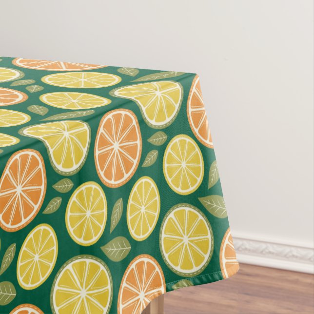 Lemon yellow orange  Pattern green Tablecloth (In Situ)