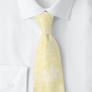 Lemon Yellow Ornate Botanical Tie