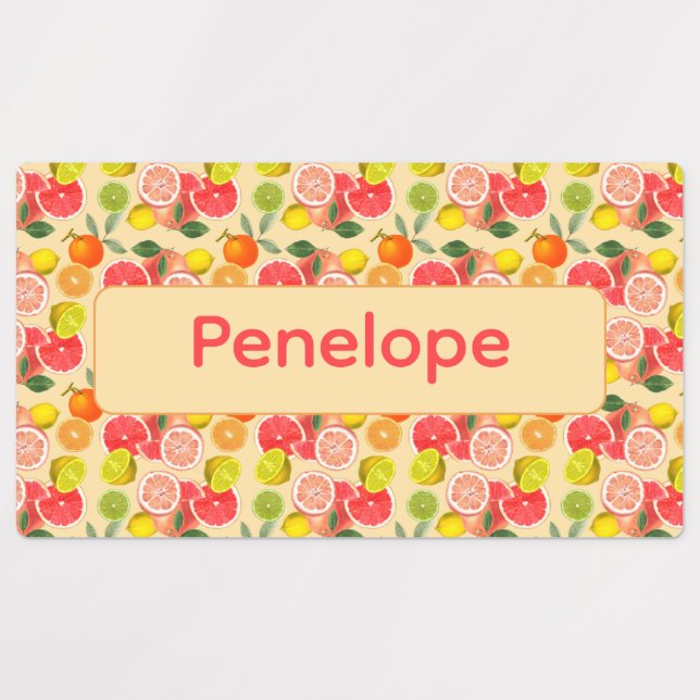 Lemon yellow pattern Labels with name (Design 1)