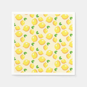 Lemon Yellow Patterned Picnic or Party Napkins