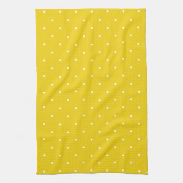 Lemon Yellow Polka Dot Kitchen Towels (Vertical)