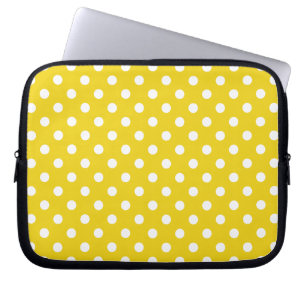 Lemon Yellow Polka Dot Pattern Laptop Sleeve