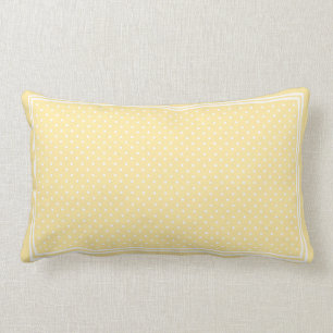 Lemon Yellow Polka Dots and Stripes Lumbar Pillow