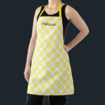Lemon Yellow Polka Dots Name Gift Party Favour 202 Apron<br><div class="desc">Designed with cute yellow polka dot patterns in the background with text template for name,  this is available in different sizes to choose from!</div>